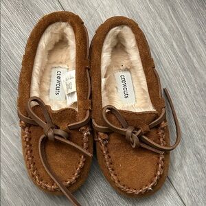 Crewcuts Brown Kids Moccasins with Bow Detail